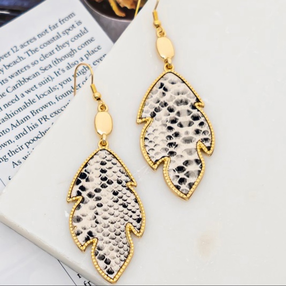 Gold Animal Print Earrings-Snakeskin Print